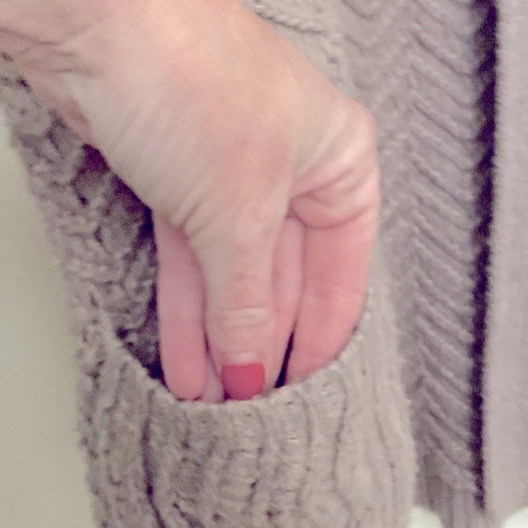 Woven Knit Open Front Cardigan Pockets Dark Powder Pink SP - Picture 5 of 7